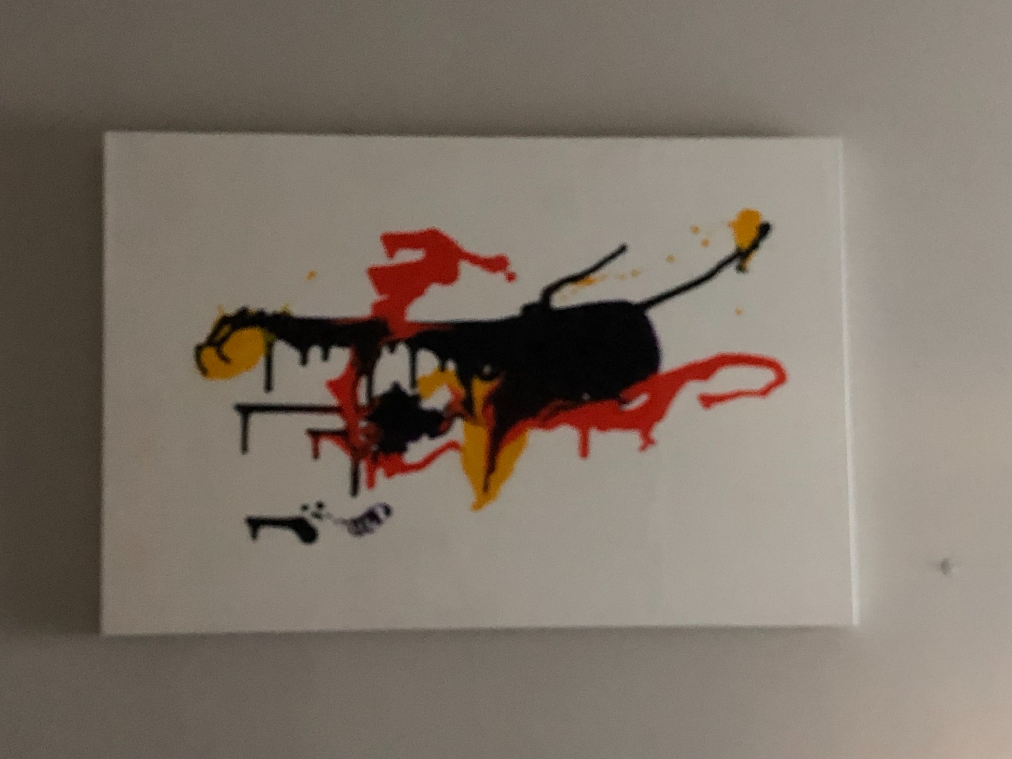 Minimal black red and gold abstract artwork